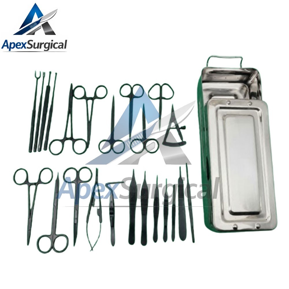 Blepharoplasty Instruments Set – Black | Plastic & Eye Surgery Kit with Box