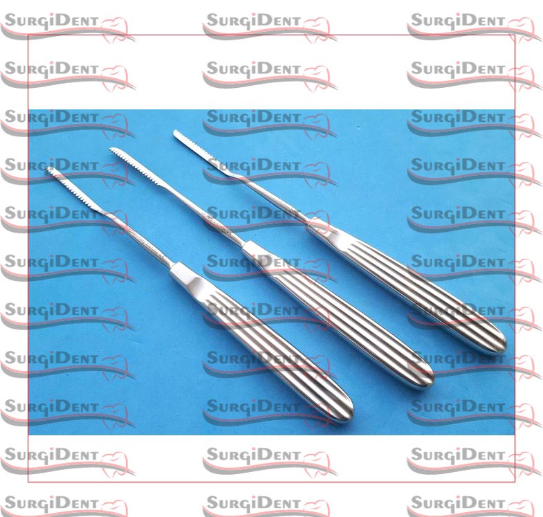 Joseph Nasal Saw Rasps 7” Straight Right Left Serrated Plastic Surgery 3Pcs Set