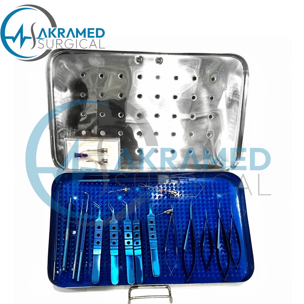 Eye Cataract Titanium Set 21 PCS Ophthalmic Surgical Instruments Set With Box