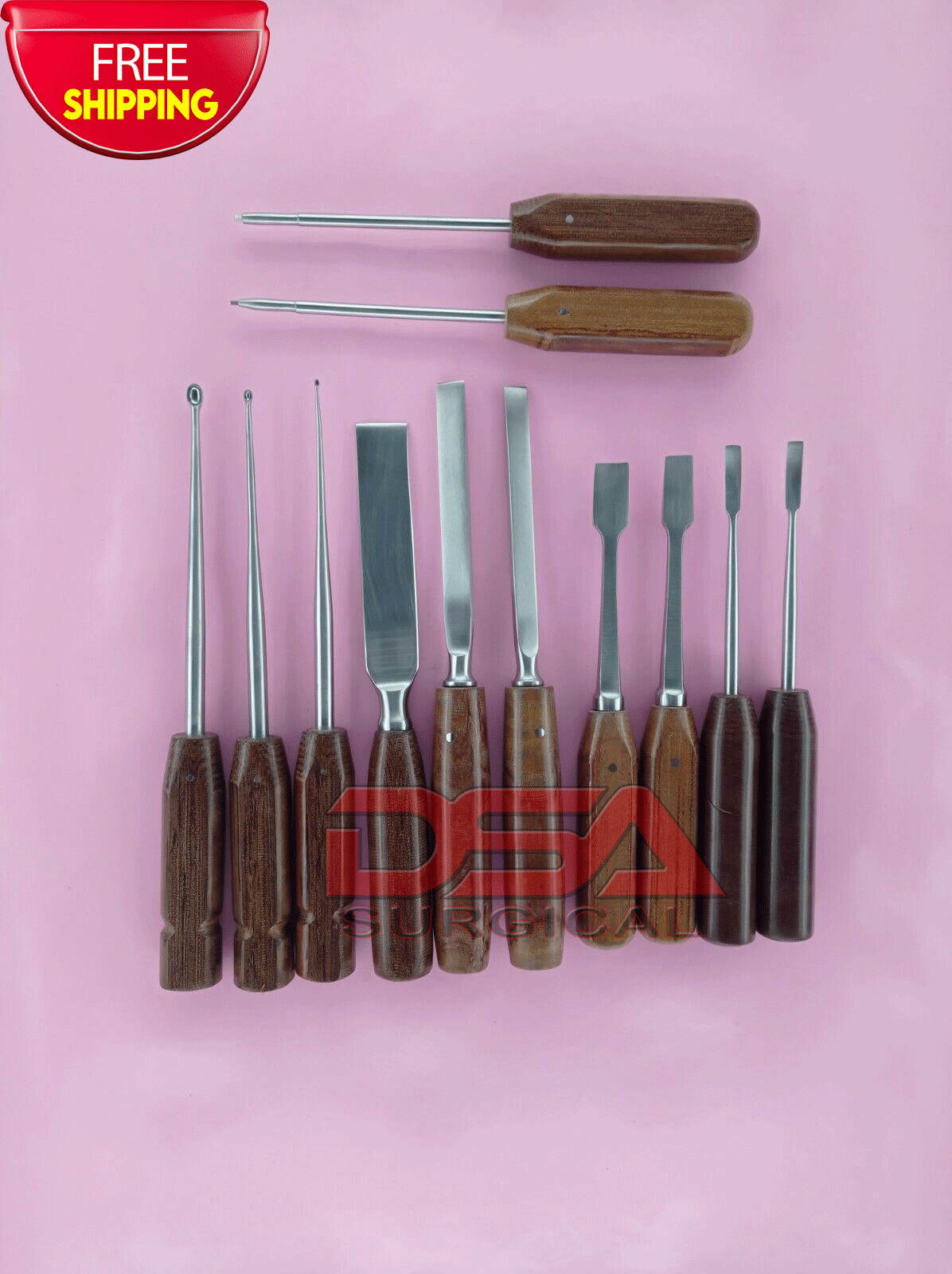 Periosteal Elevator Chisel Bone Curette screw Driver Orthopedics 12 PCS Set