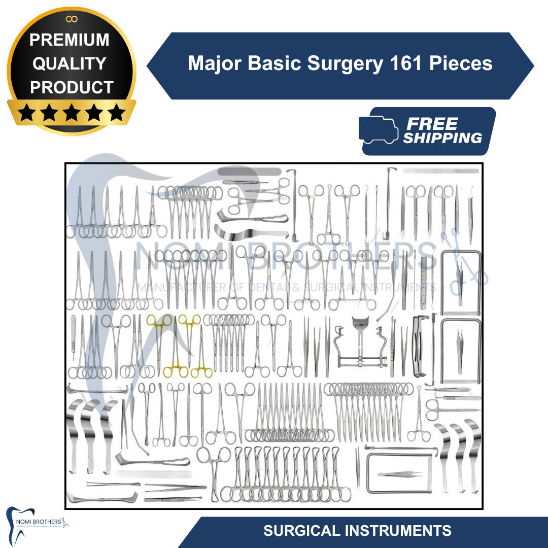 Major Basic Surgery Instrument Set 161 Pcs German Stainless Steel Surgical Kit