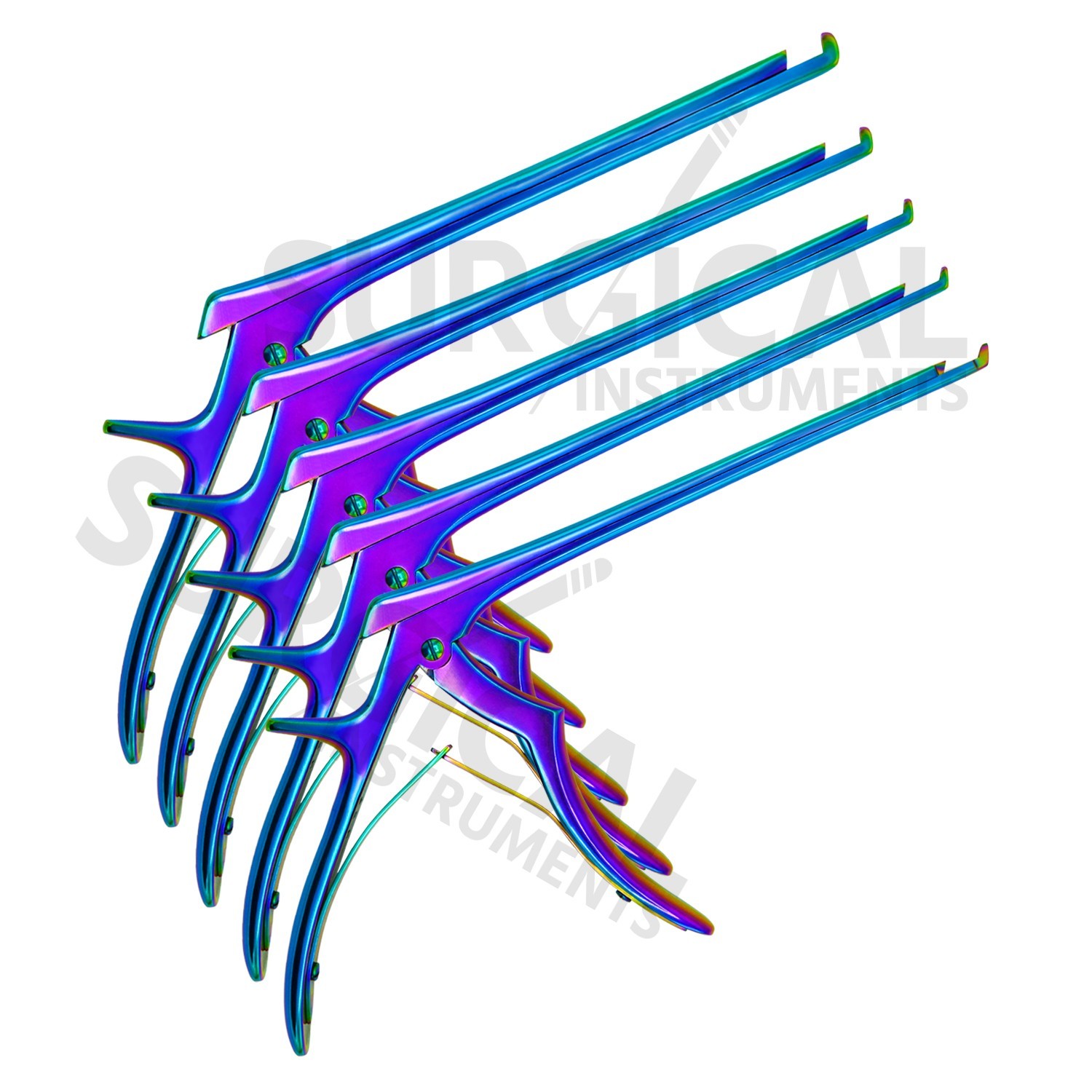 5 Pcs KERRISON Rongeurs 7″ 1, 2, 3, 4, 5mm Up 45 Degree Rainbow German Grade