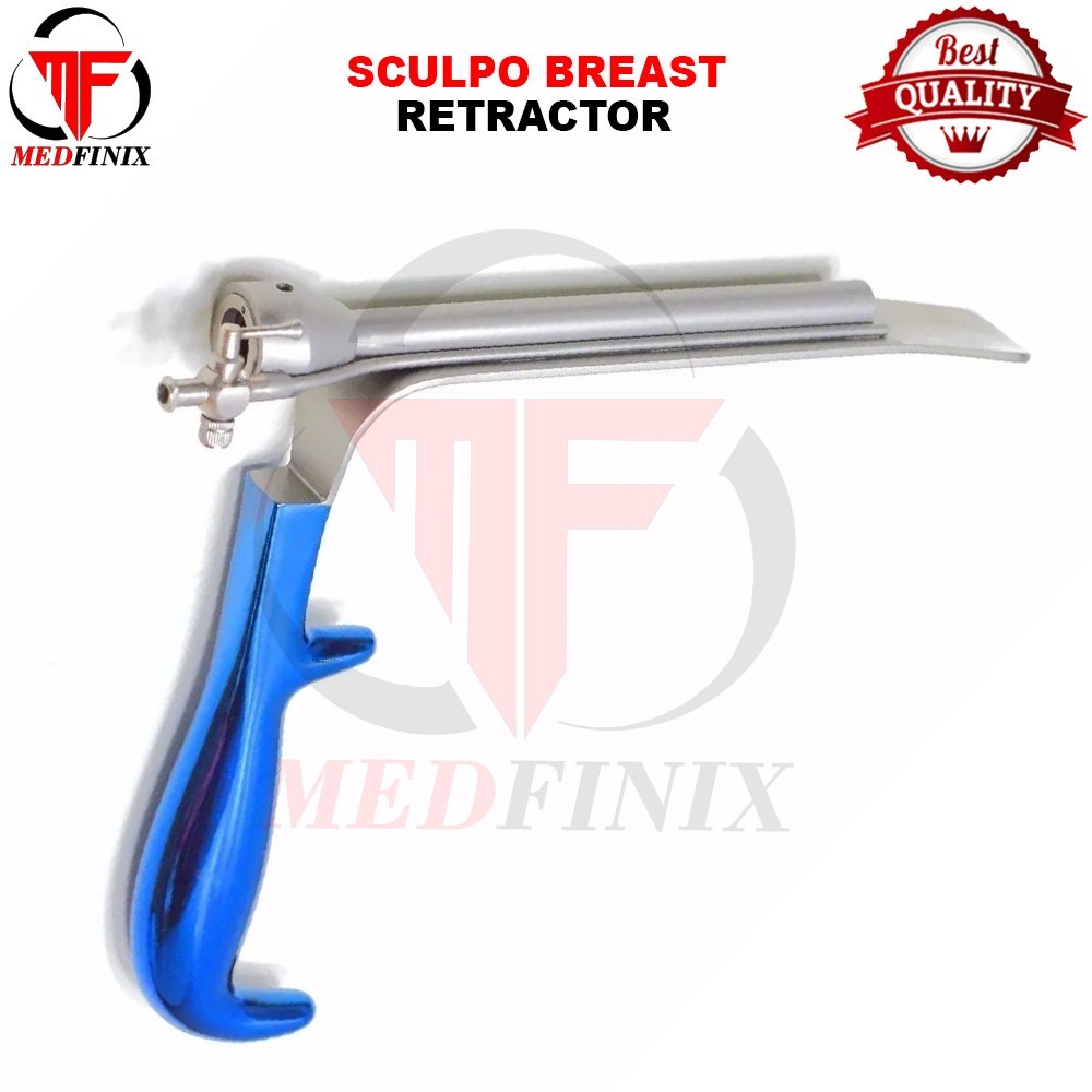 Sculpo Breast Retractors with Endoscopic Channel 180 X 25mm Titanium Blue Coated