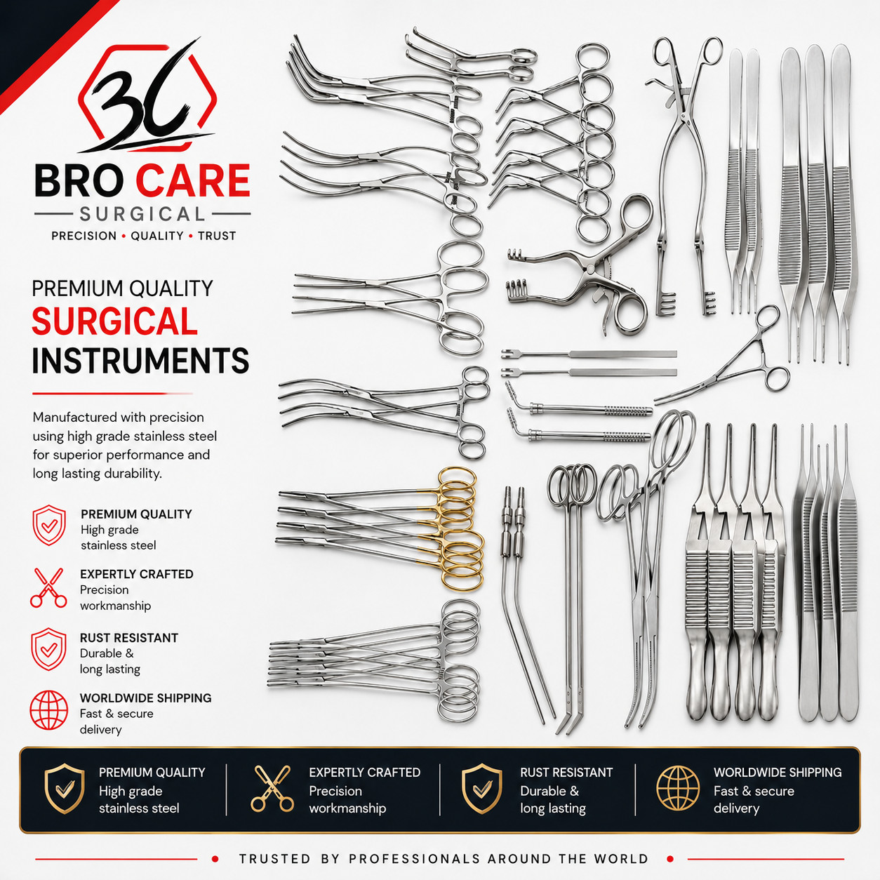 52 PCS Complete Vascular Surgery Instrument Set Stainless Steel Surgical set
