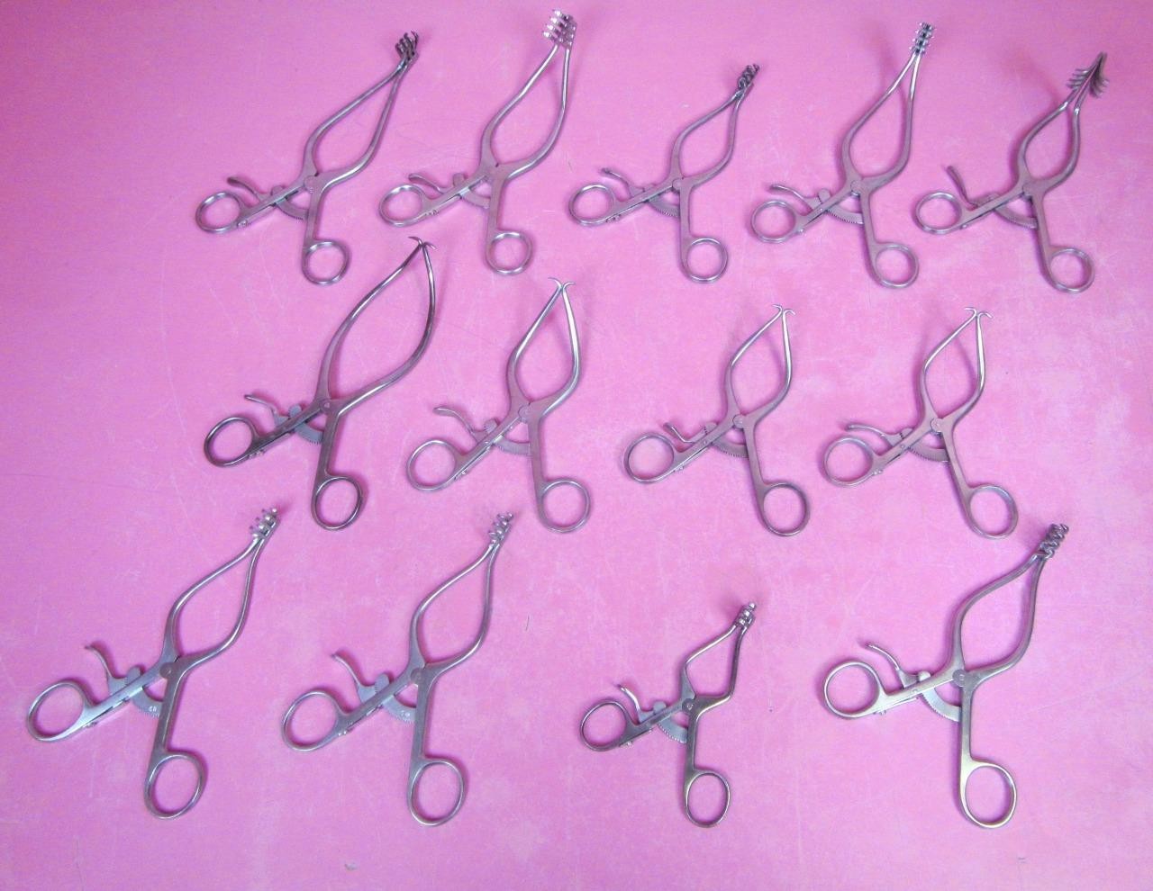 Mixed Lot of 13 Orthopedic Surgical Retractors Weitlaner, D’Errico, Gelpi, Etc.