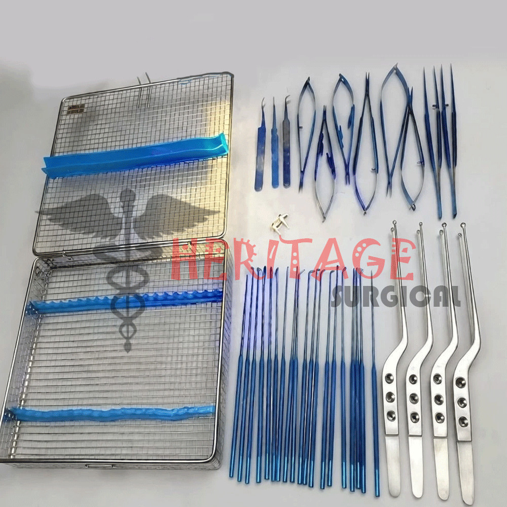 Micro surgery instruments set Neuro Surgical Titanium coated Instrument