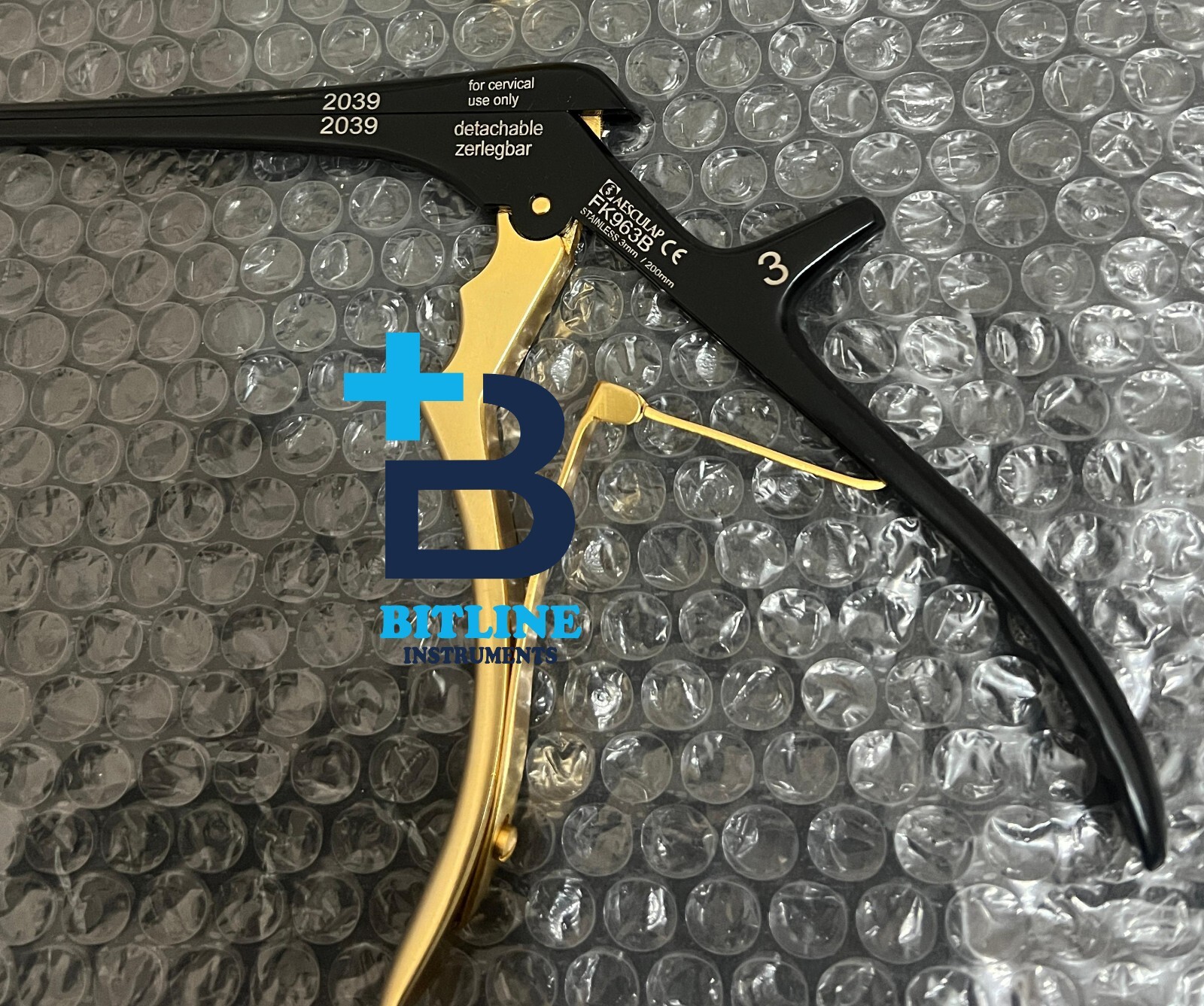 Set of 3 Aesculap Ceramic Coated Detachable 3/4/5mm 40deg 8″ Kerrison Rodents