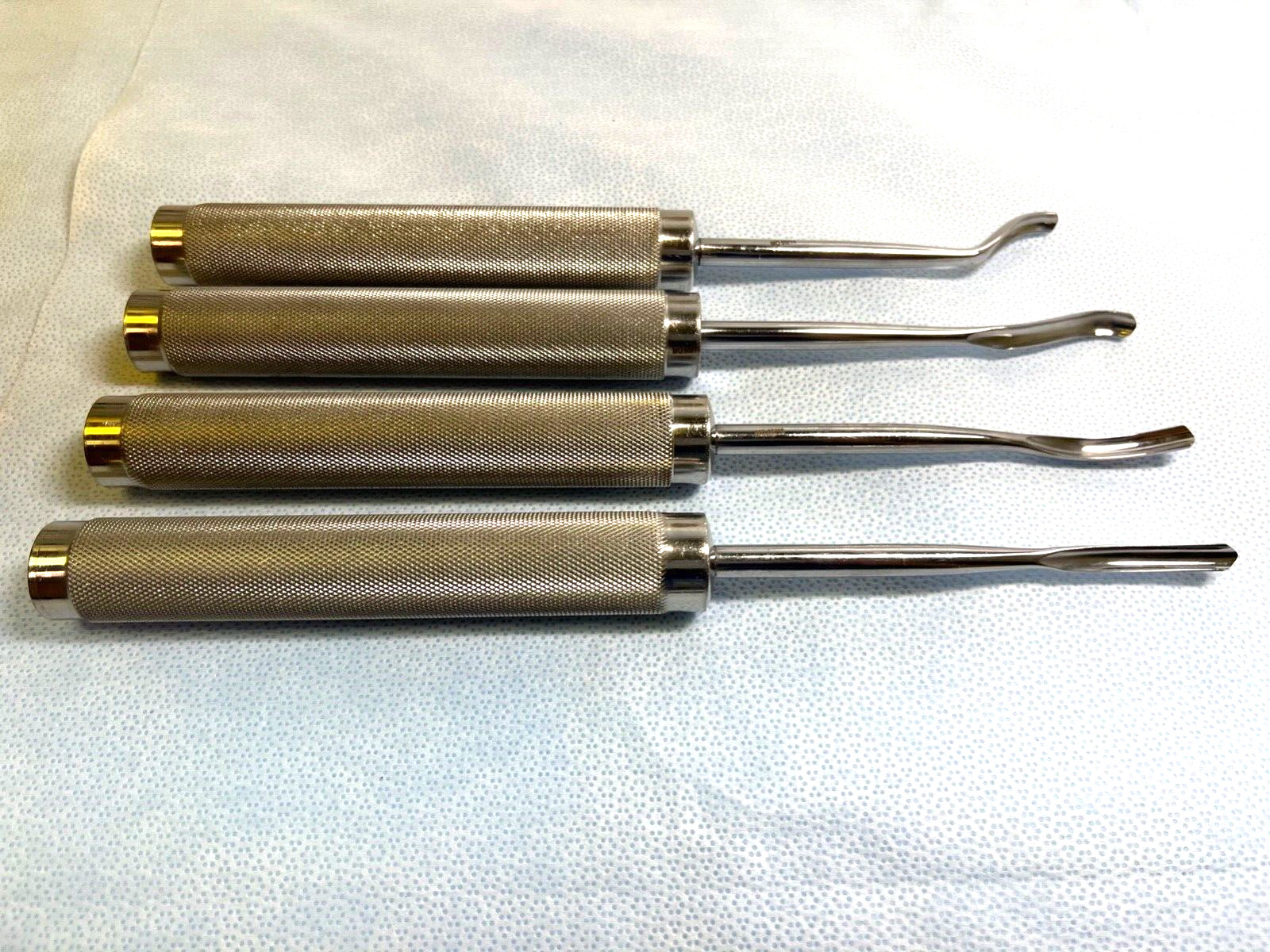 Set Of 4 Straight & Curved Orthopedic Stainless Steel Gouges
