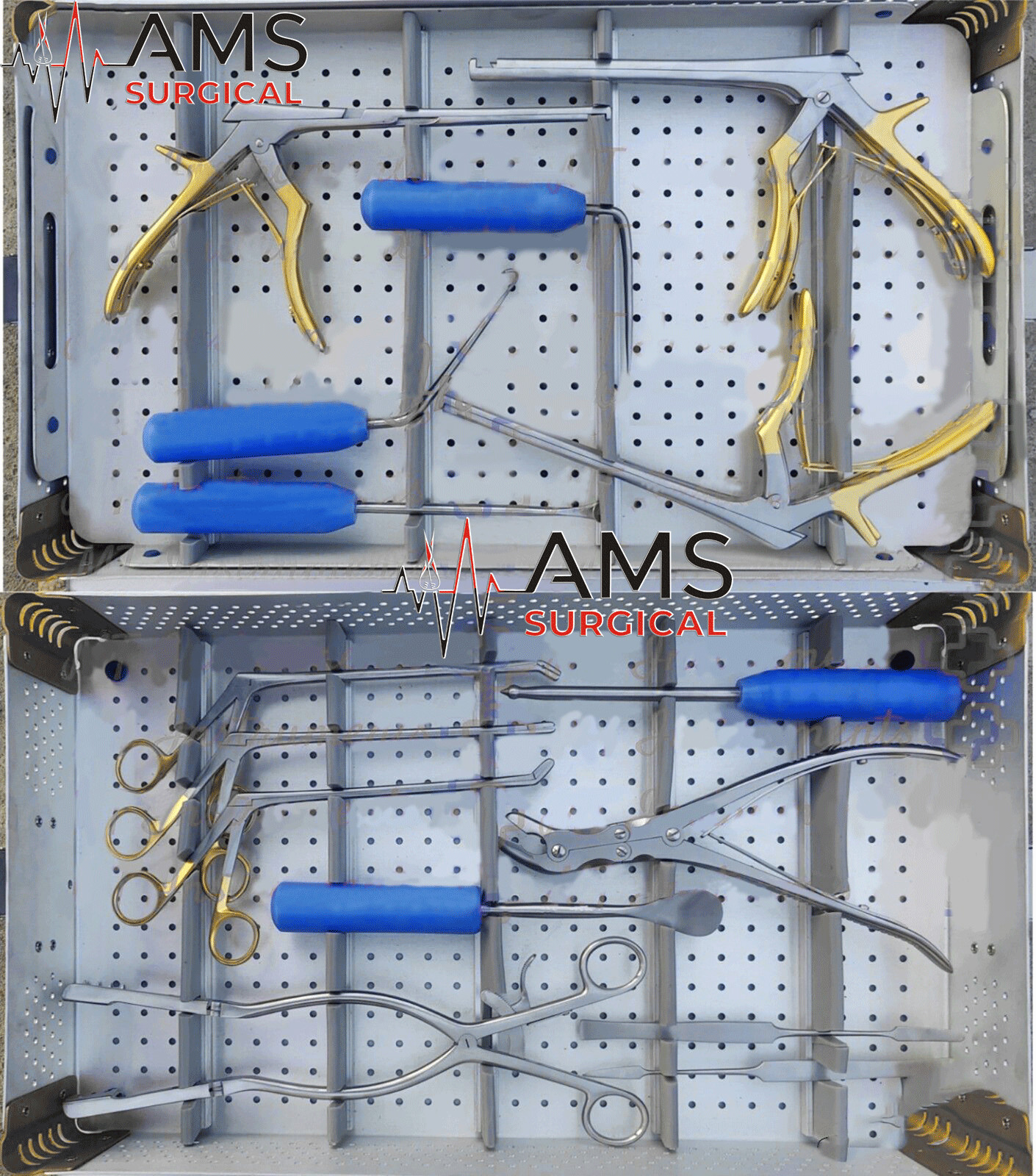 Laminectomy Spine Instruments Set of 18 Pcs With Aluminum Sterilization Box