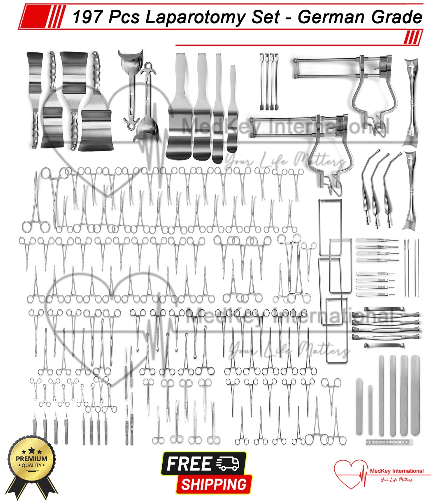 197 pcs Laparotomy Surgery Set – Surgical Premium Quality Instruments German Gr