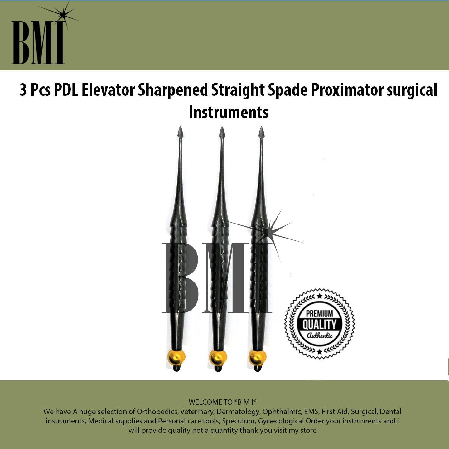 3 Pcs PDL Elevator Sharpened Straight Spade Proximator surgical Instruments