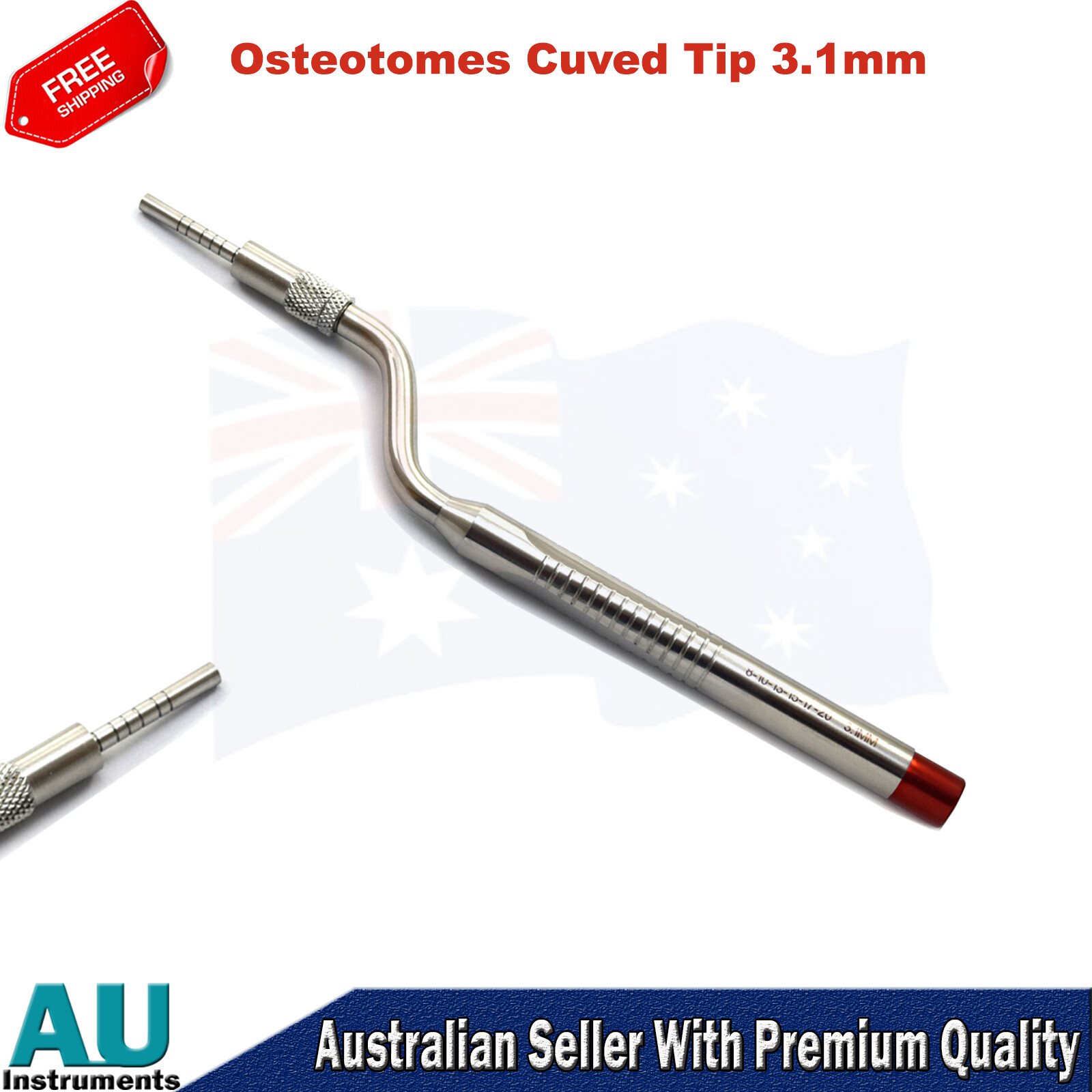 Dental Osteotome Sinus Lift Elevators Offset Concave Curved Tip Set Of 5 Pieces