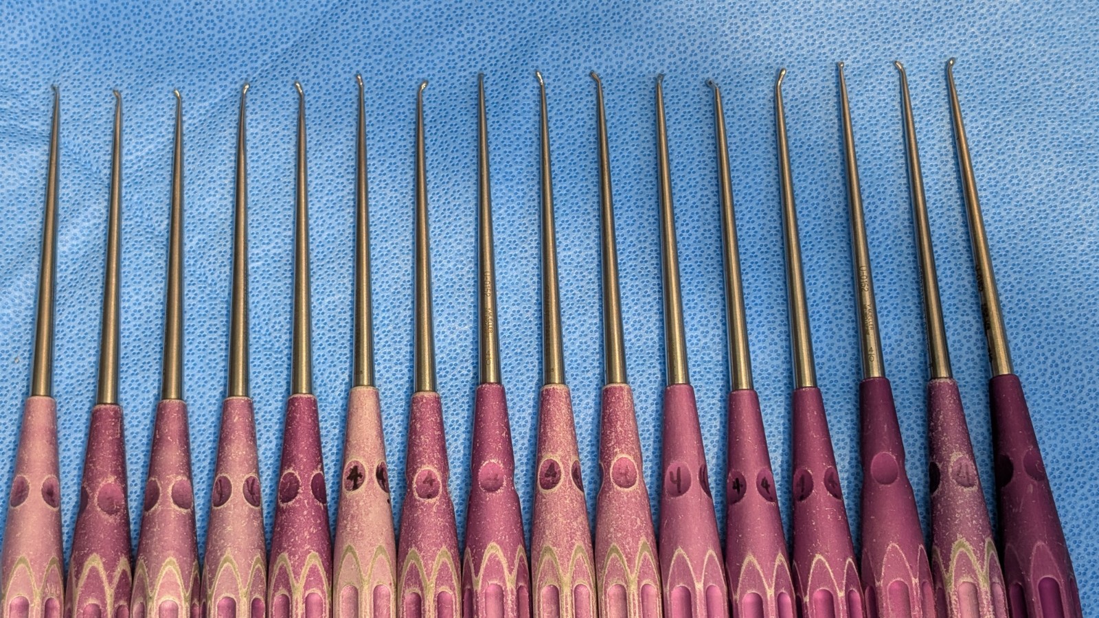 114x LOT: V Mueller Chroma-Line Neuro Spine Curettes U-0176 0151 0163 0175 0154