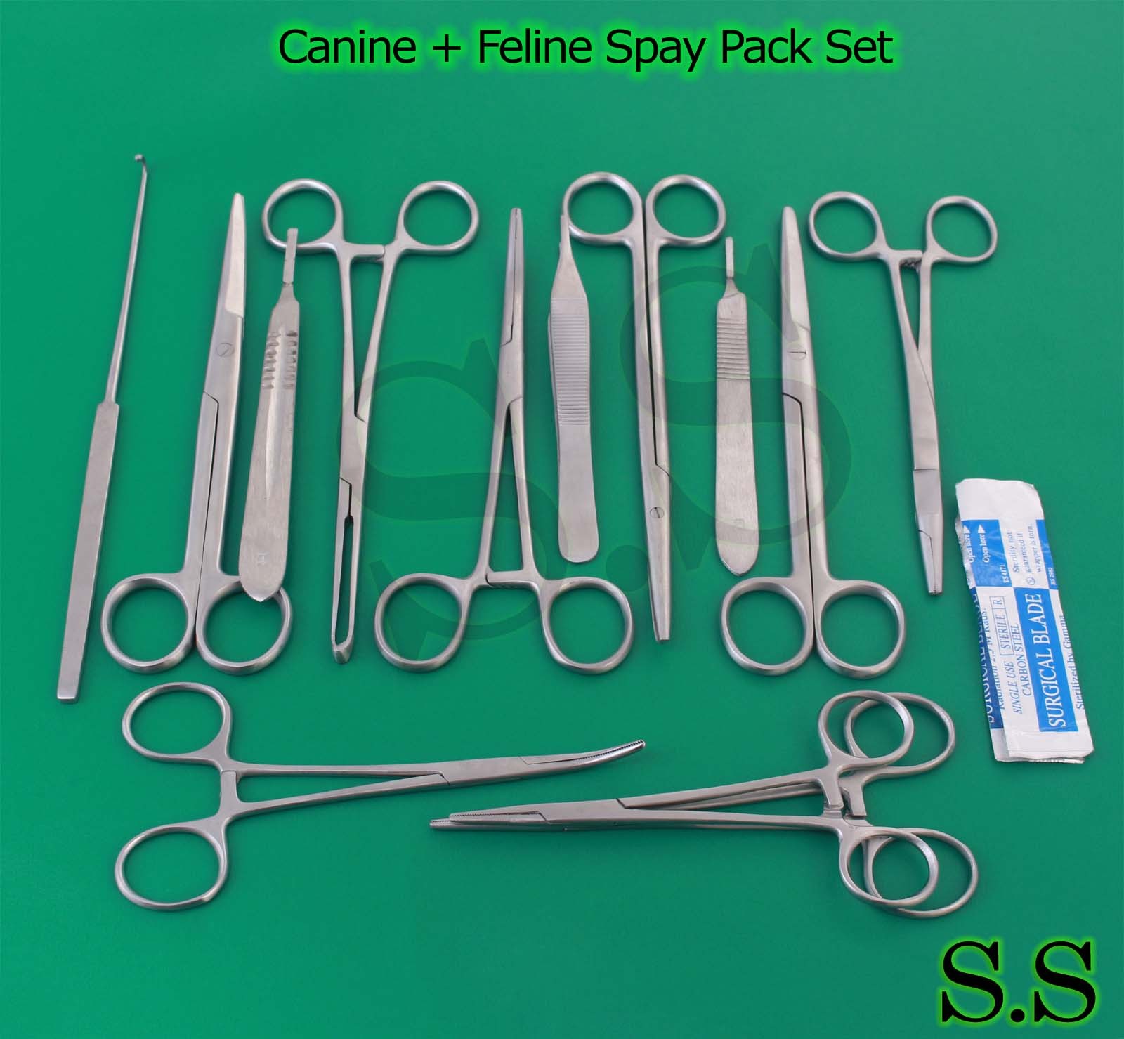 142 PCS CANINE+FELINE SPAY PACK VETERINARY SURGICAL INSTRUMENTS DS-1076