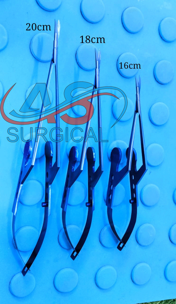Kamiyama Micro Scissors Neurosurgery Bayonet Handle 16,18,20cm Blue Coated