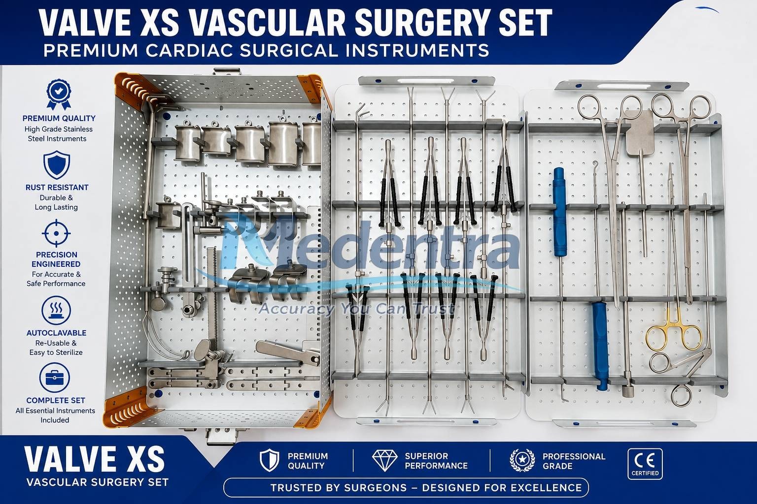 Valve XS Vascular Surgery Set Premium Cardiac Surgical Instruments