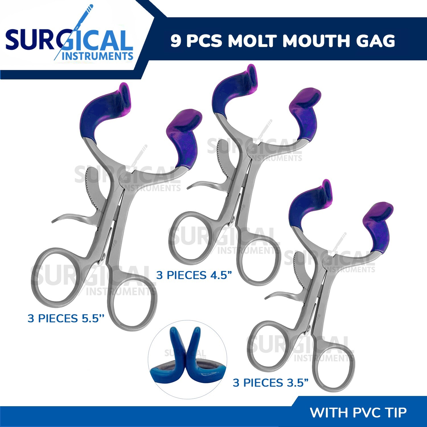 9 Molt Mouth Gag 3.5″ 4.5″ 5.5″ for Anesthesia Dental, ENT, & Oral German Grade