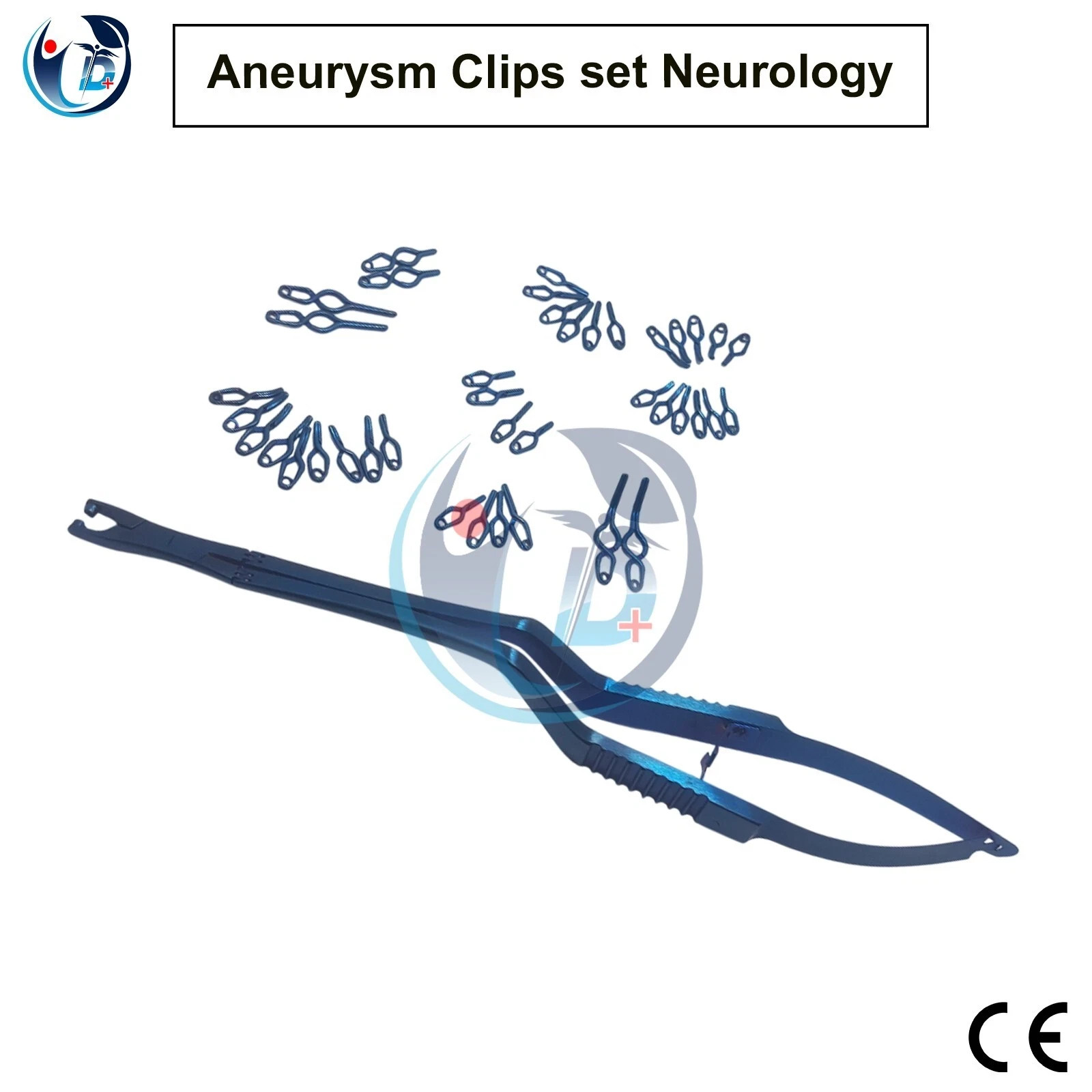 40 ANEURYSM TITANIUM CLIPS+3MICROSCISSORS SET+ROTATING CLIP APPLICATOR