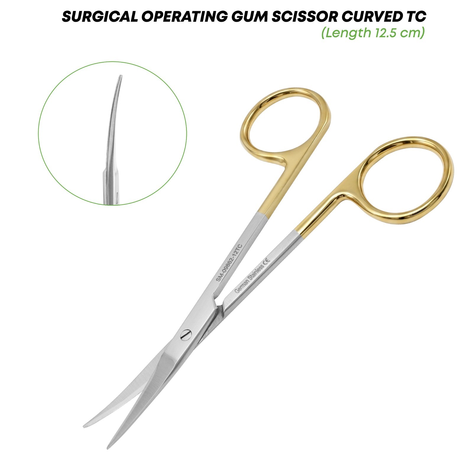 Surgical Operating Gum Scissor TC Curved 12.5 cm Surgical Instrument German Gr
