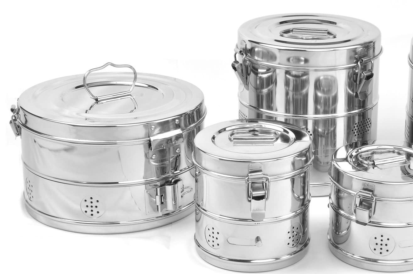 Stainless Steel Storage Dressing Drum Clip Lid Heavy Duty Container Multi Size