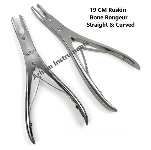 19 CM Ruskin Bone Rongeur Straight & Curved Double Action Orthopedic Instruments
