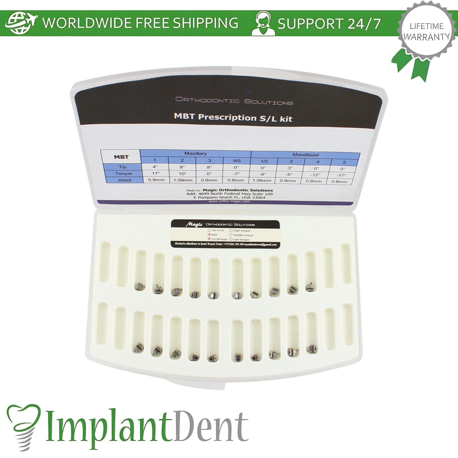 MBT Dental System Self Ligating Brackets 0rthodontic Teeth Correction Kit 20pcs