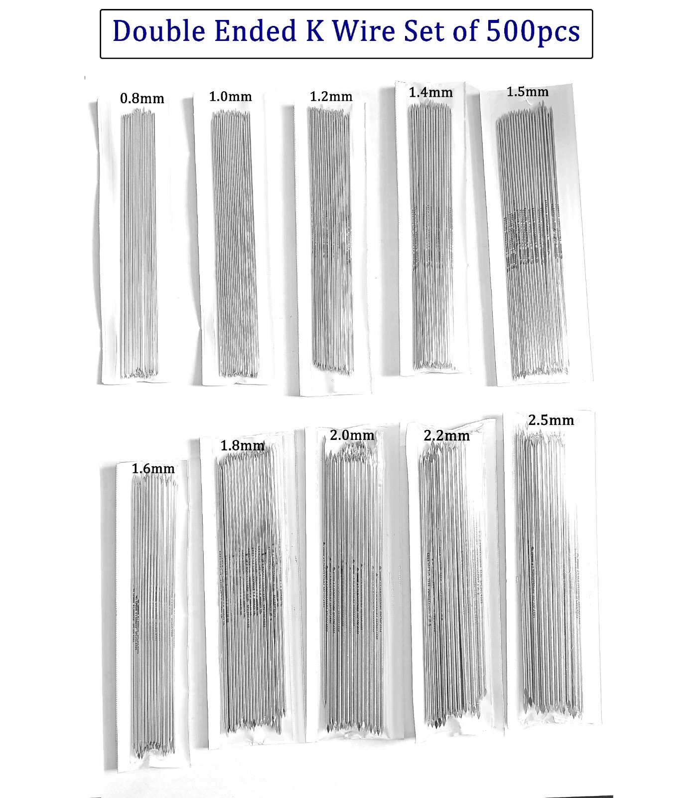 Double Ended K Wire (6 inch) set of 500pcs Veterinary SS