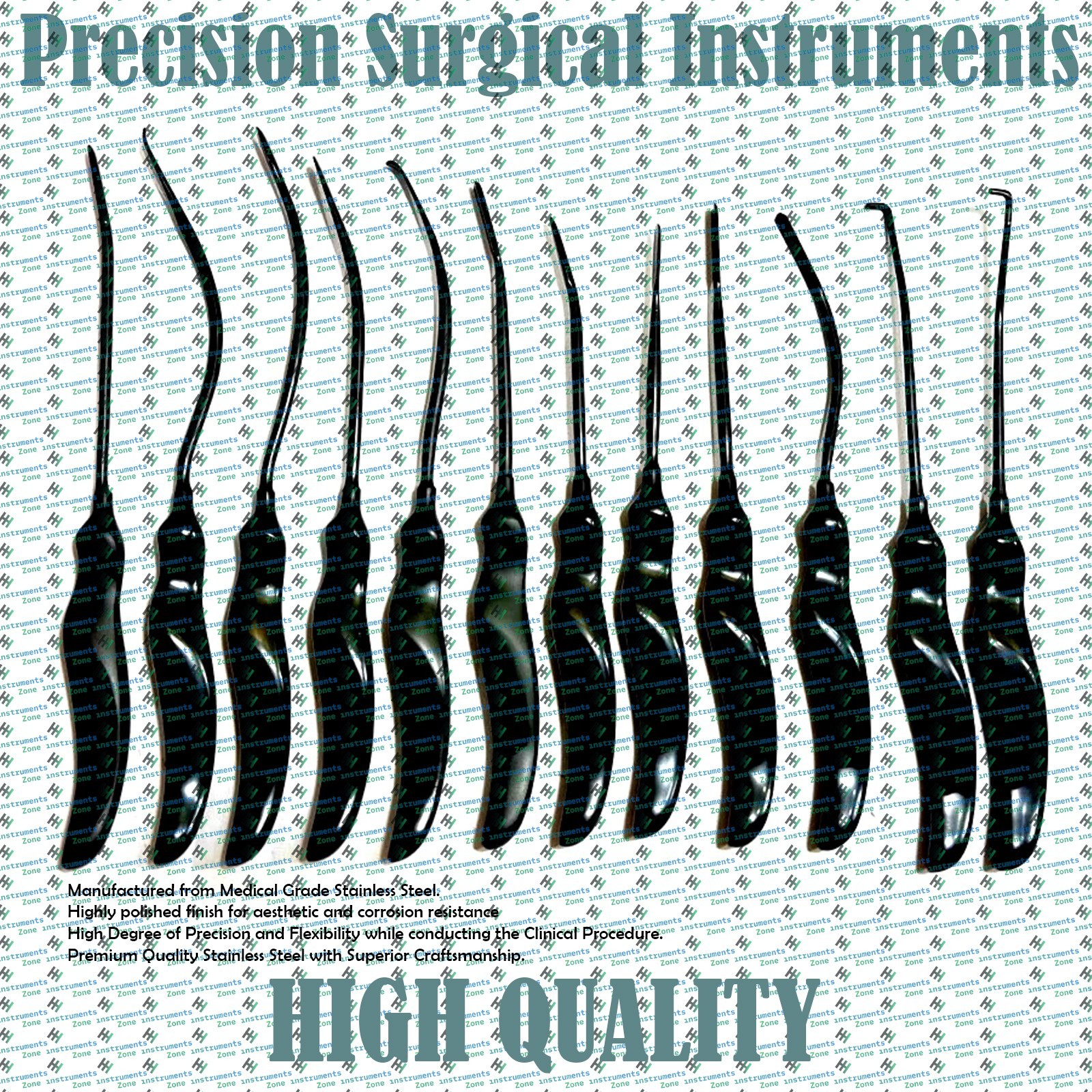 Plastic Surgery Brow Lift & Face Lift Instruments Scalp Elevators Set of 12 Pcs