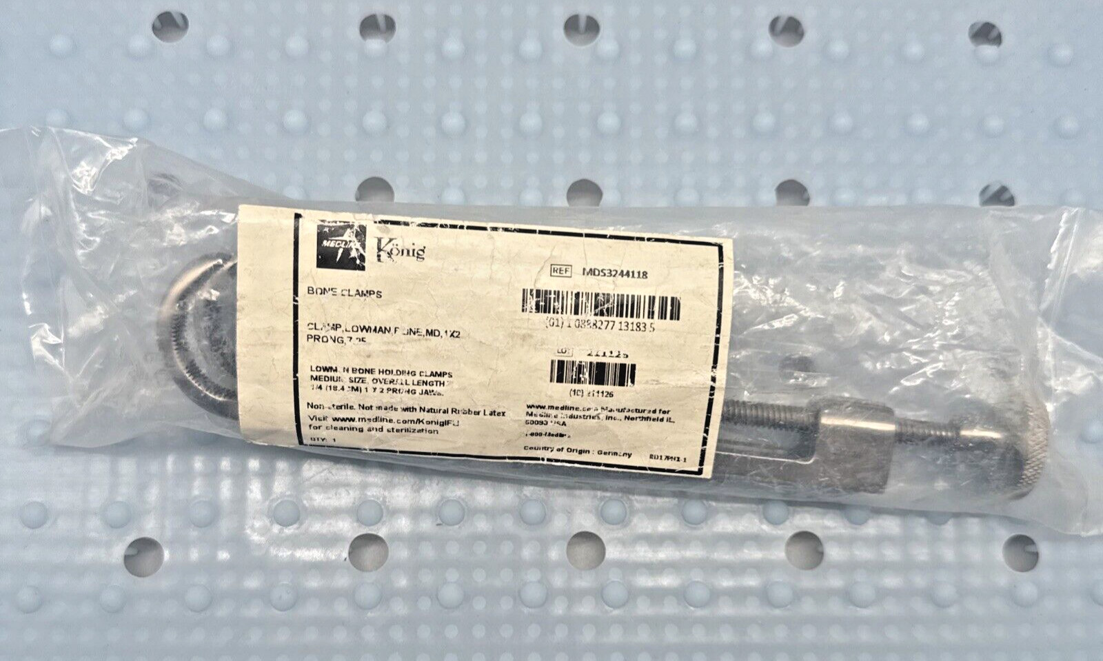 Medline Konig MDS3244118 Lowman Holding Clamp, 1×2 Teeth, 7.25″