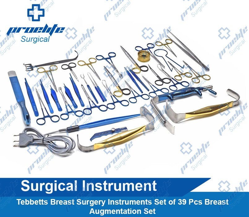 Tebbetts Breast Surgery Instruments Set of 38 PCs, Breast Augmentation Set