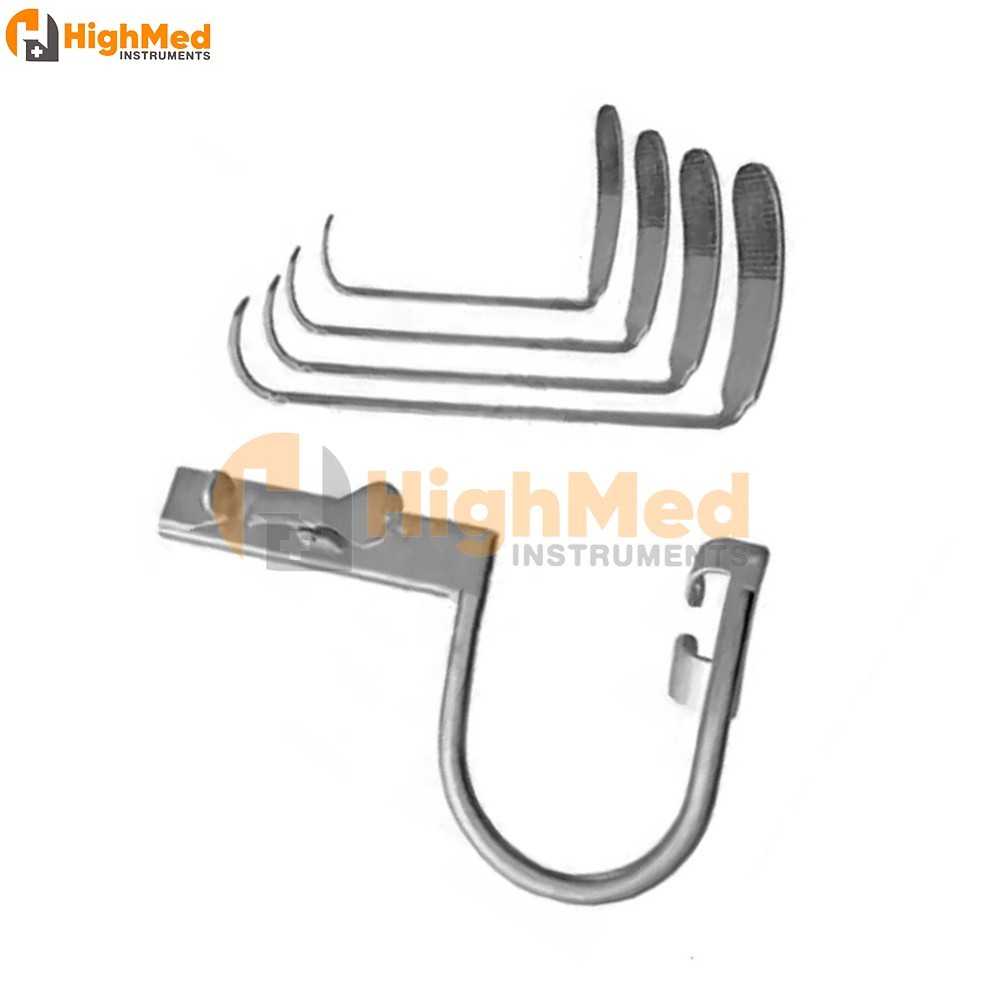 Davis Boyle Mouth Gag Set with 4 Blades Size 2.5,3,4,4.5 ENT Oral Surgery