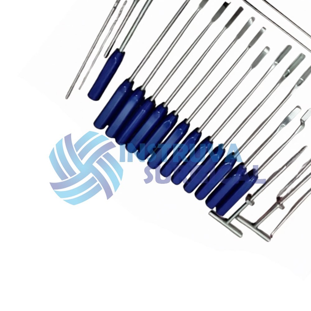 Mueller-Type Cement Removal Instruments Titanium Blue Set of 22 Pcs Orthopedic