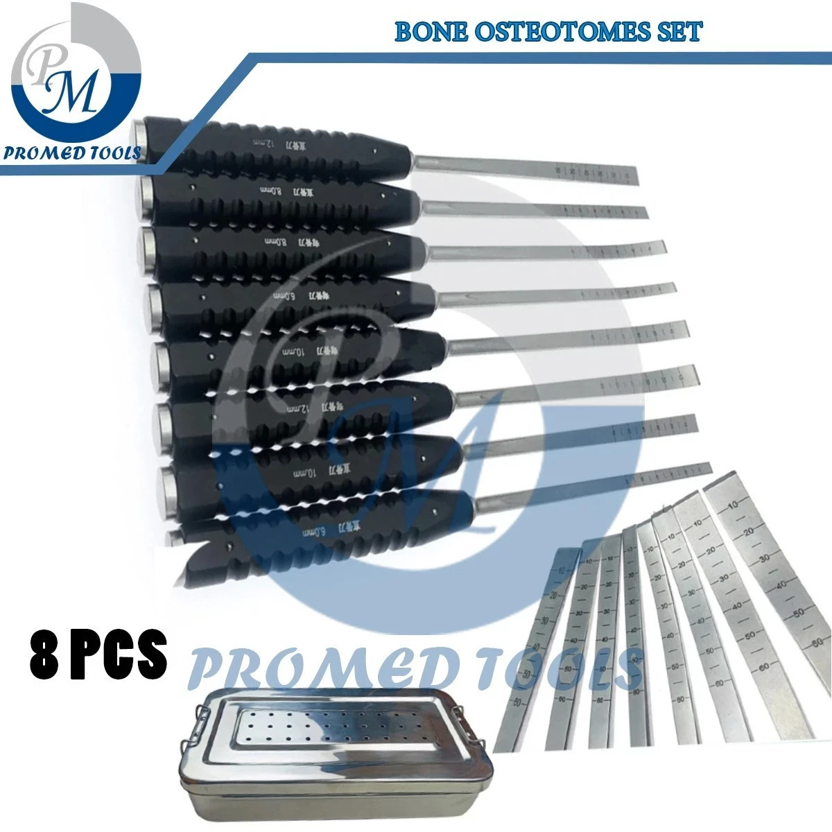 Orthopedics Osteotomes Bone Osteotomes straight curved Veterinary 8 Pcs Set