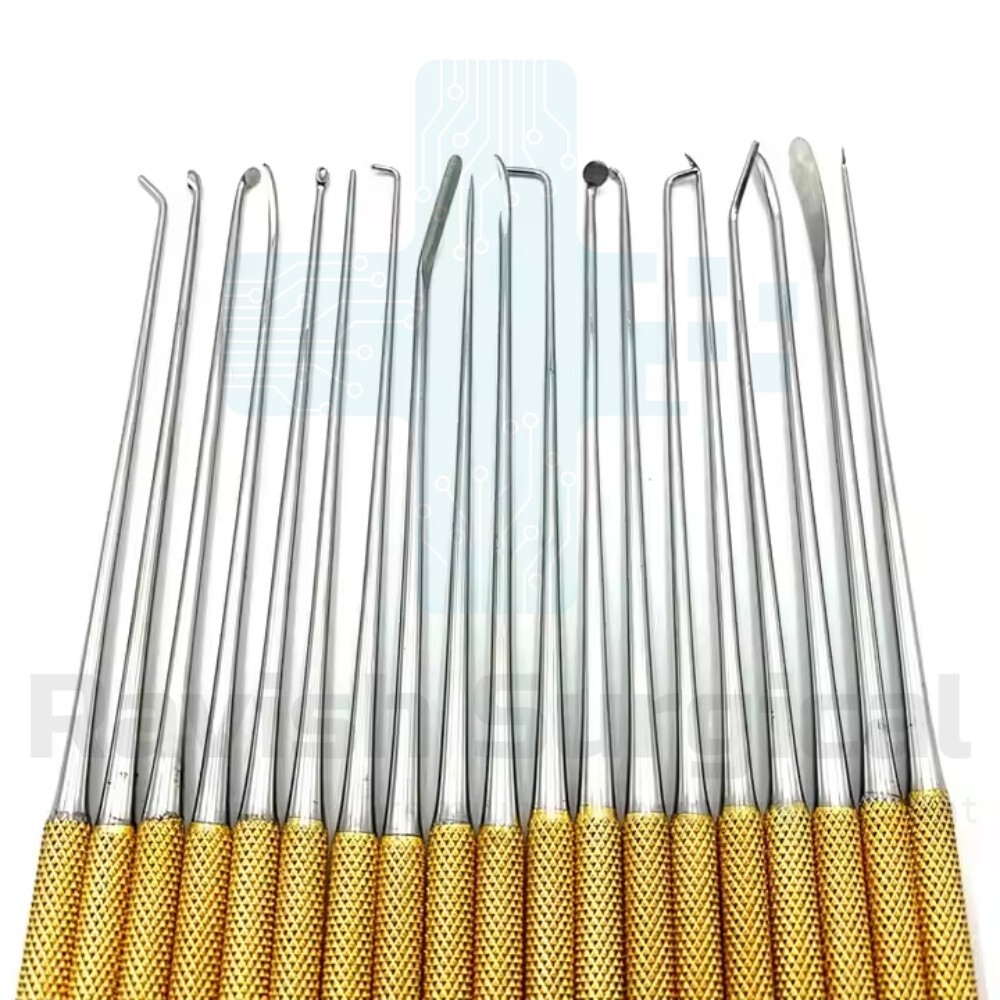 Microsurgical Rhoton Micro Dissector Set 20 Pcs Titanium Coated Expanded Kit