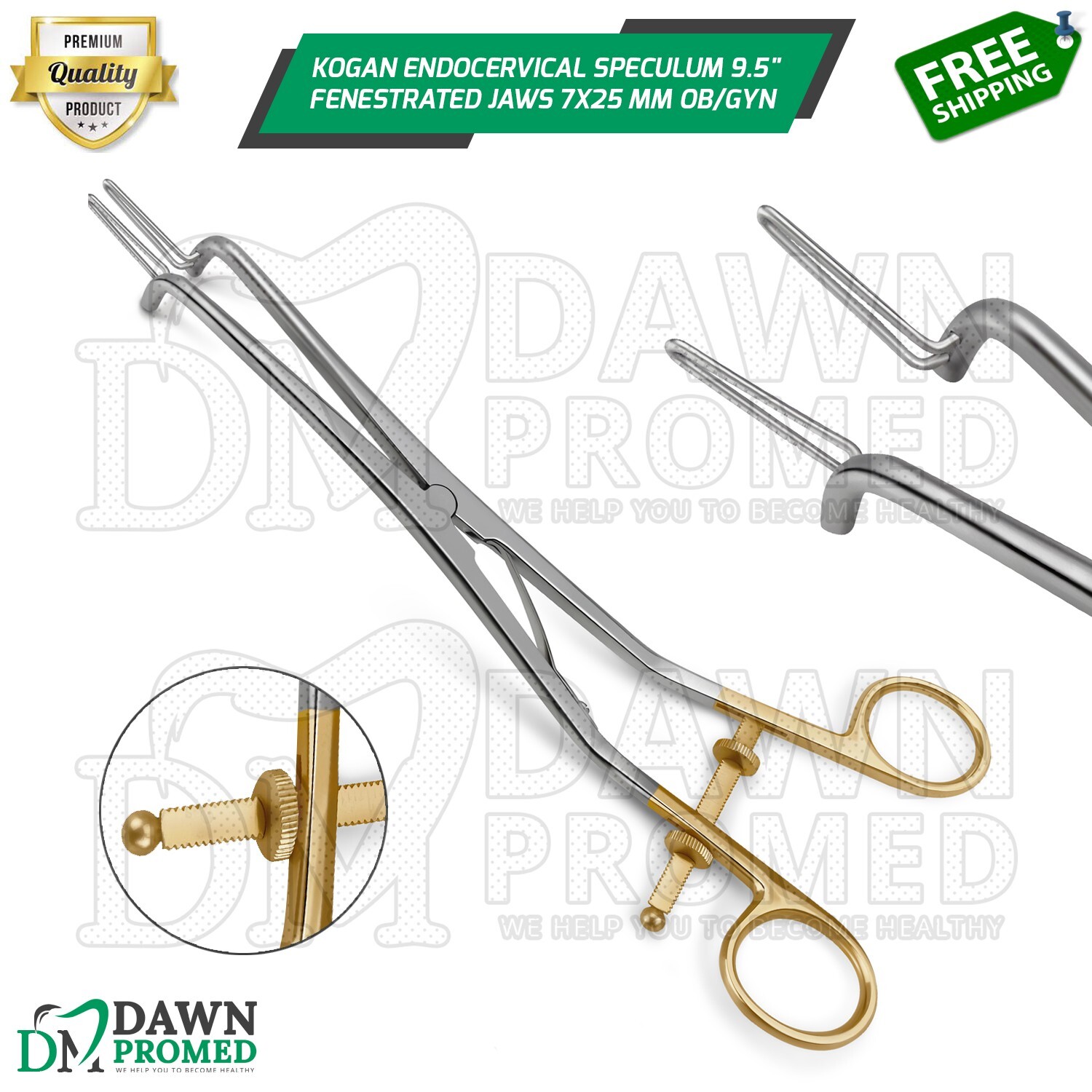 Kogan Endocervical Speculum 9.5″ Fenestrated Jaws 7X25 mm OB/GYN Instruments