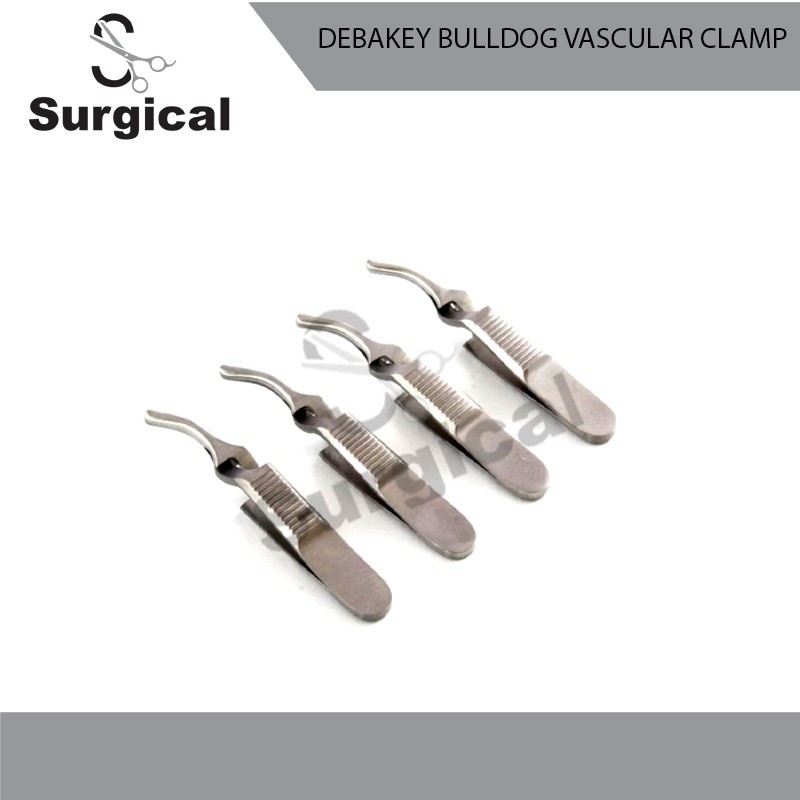 DEBAKEY Bulldog Vascular Clamp Forceps Curved 4pcs Set Surgical Instruments