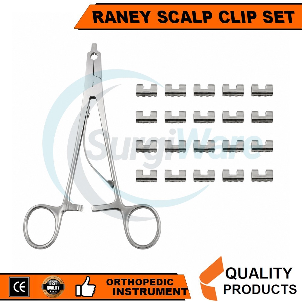Raney Scalp Clip Applicator Plus 20 PCs Clip Surgical Orthopedics Instrument
