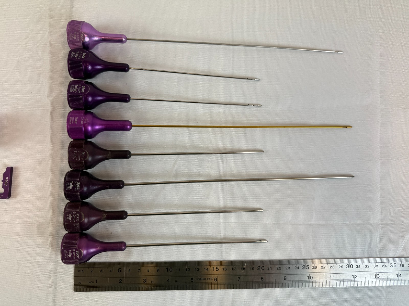 15 piece Tulip35cc 2.1/2.4/3.0mm Liposuction Cannula Set w/ Extras