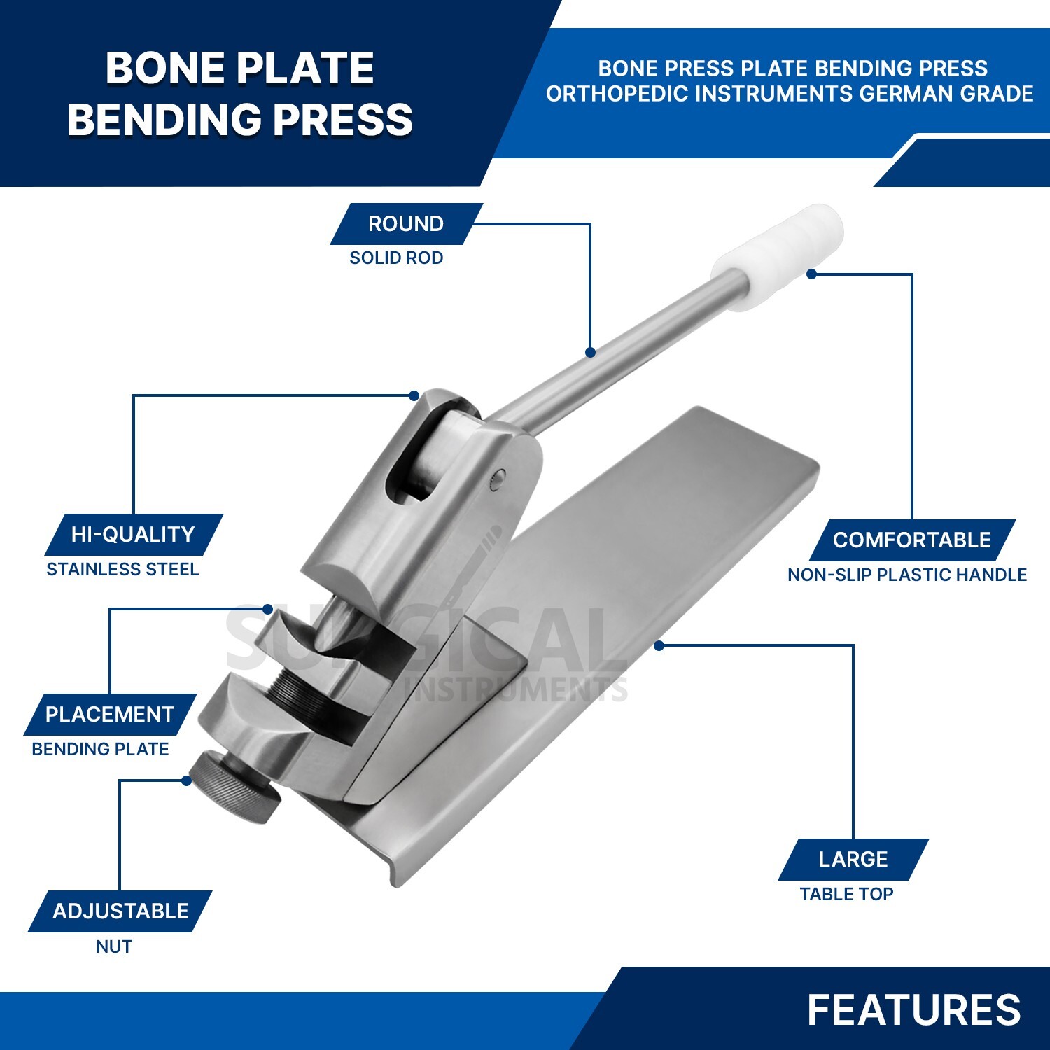 Bone Press Plate Bending 17″ (43cm) 6mm Orthopedic Instruments German Grade
