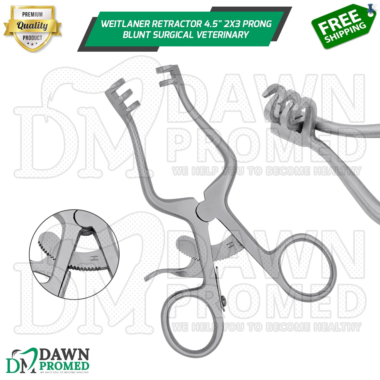 Weitlaner Retractor 4.5″ 2×3 Prong Blunt Surgical Veterinary Instrument German G