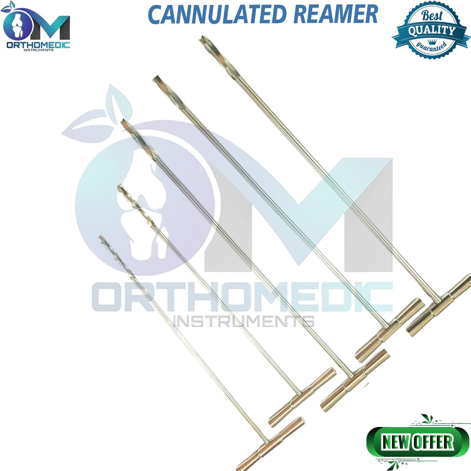 Cannulated Reamer in T Handle 6mm to 13mm Surgical Instrument 5Pcs