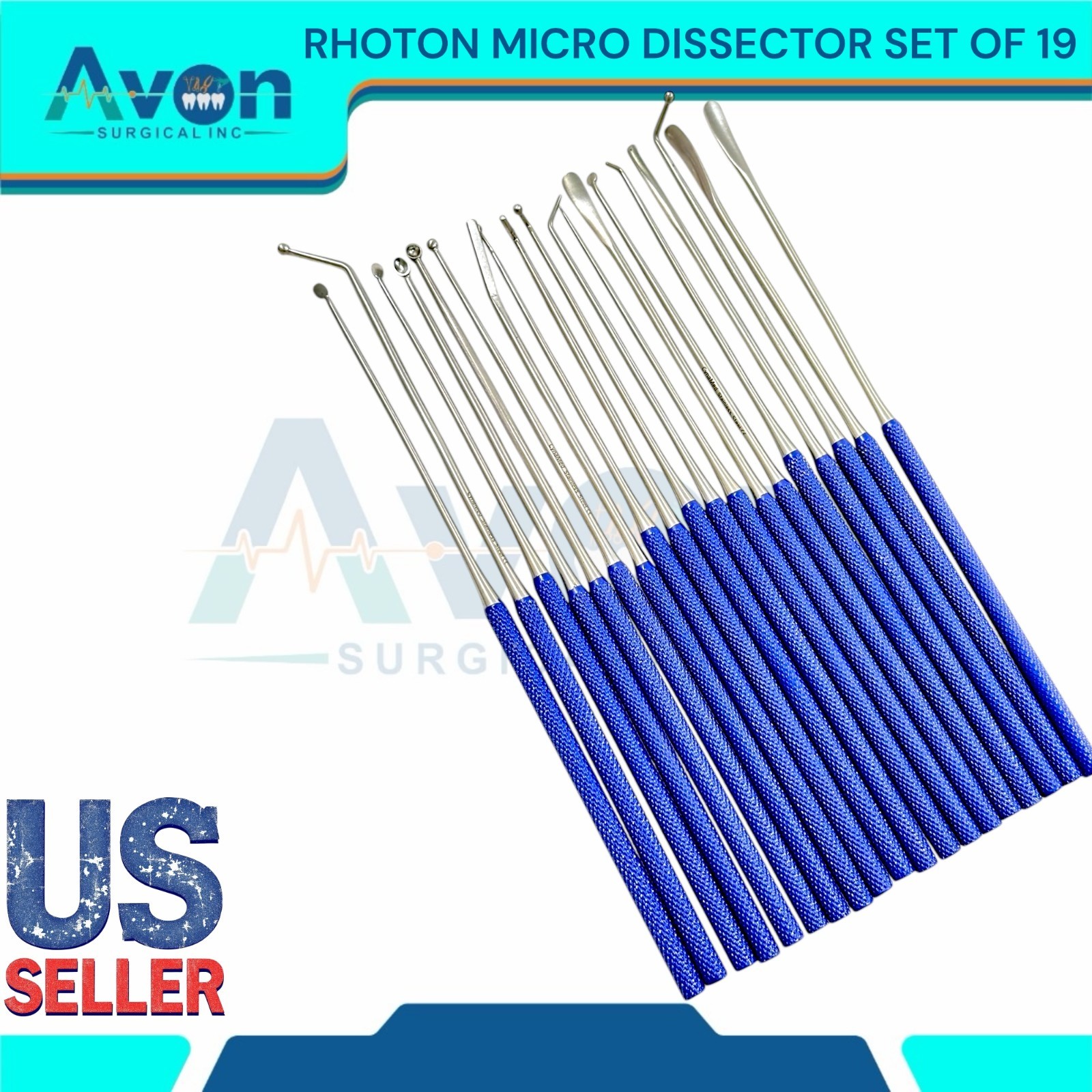 New Neurosurgical Expanded RHOTON MICRO Dissector Set Of 19 Surgical Instruments