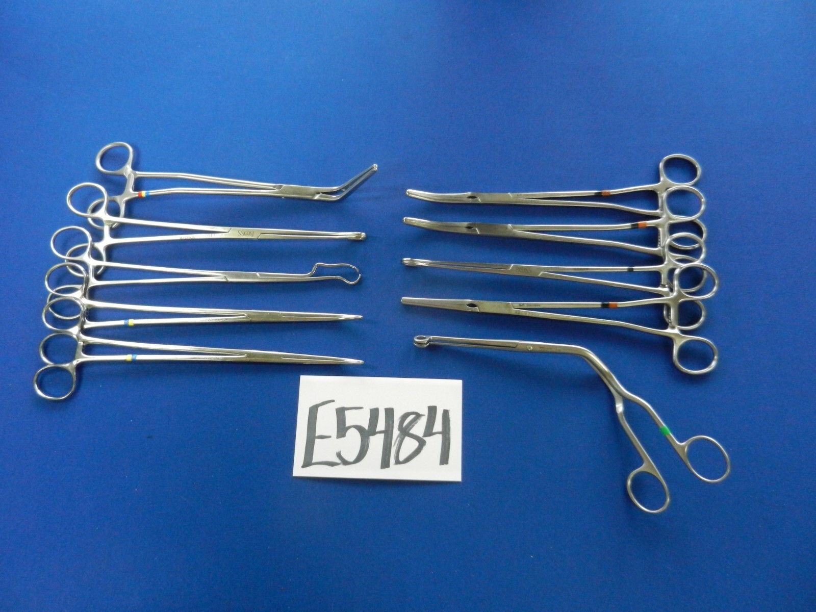 E5484 V. Mueller Aesculap Scanlan Lot of 10 Straight & Curved Forceps 22-25.5cm