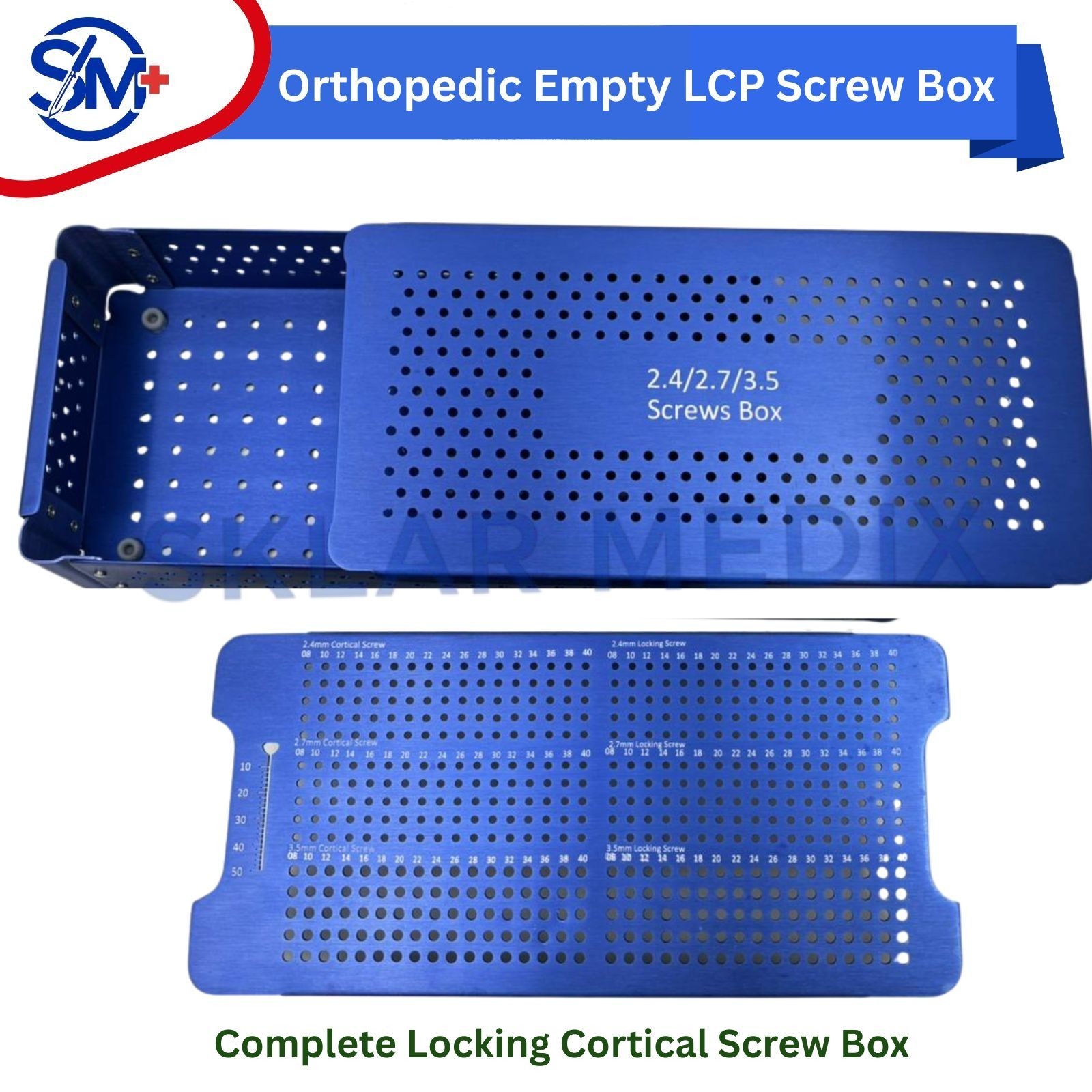 Orthopedic Empty LCP Screw Box for 2.4mm, 2.7mm & 3.5mm Screws Box | Aluminum CE