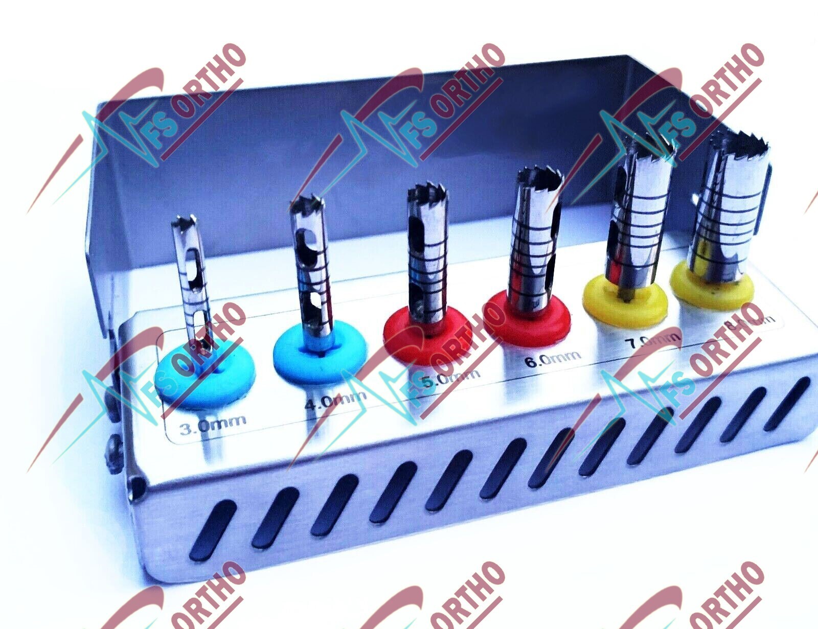 Dental Surgery Long Trephine Drills Kit 6 Pcs Crown Removal Kit Free Bur Holder