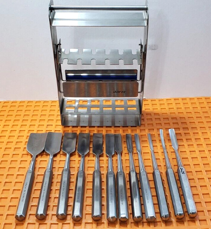 V. Mueller Surgical Orthopedic Hibbs Gouges 9.5″ Straight Set of 12 W-Jarit Rack