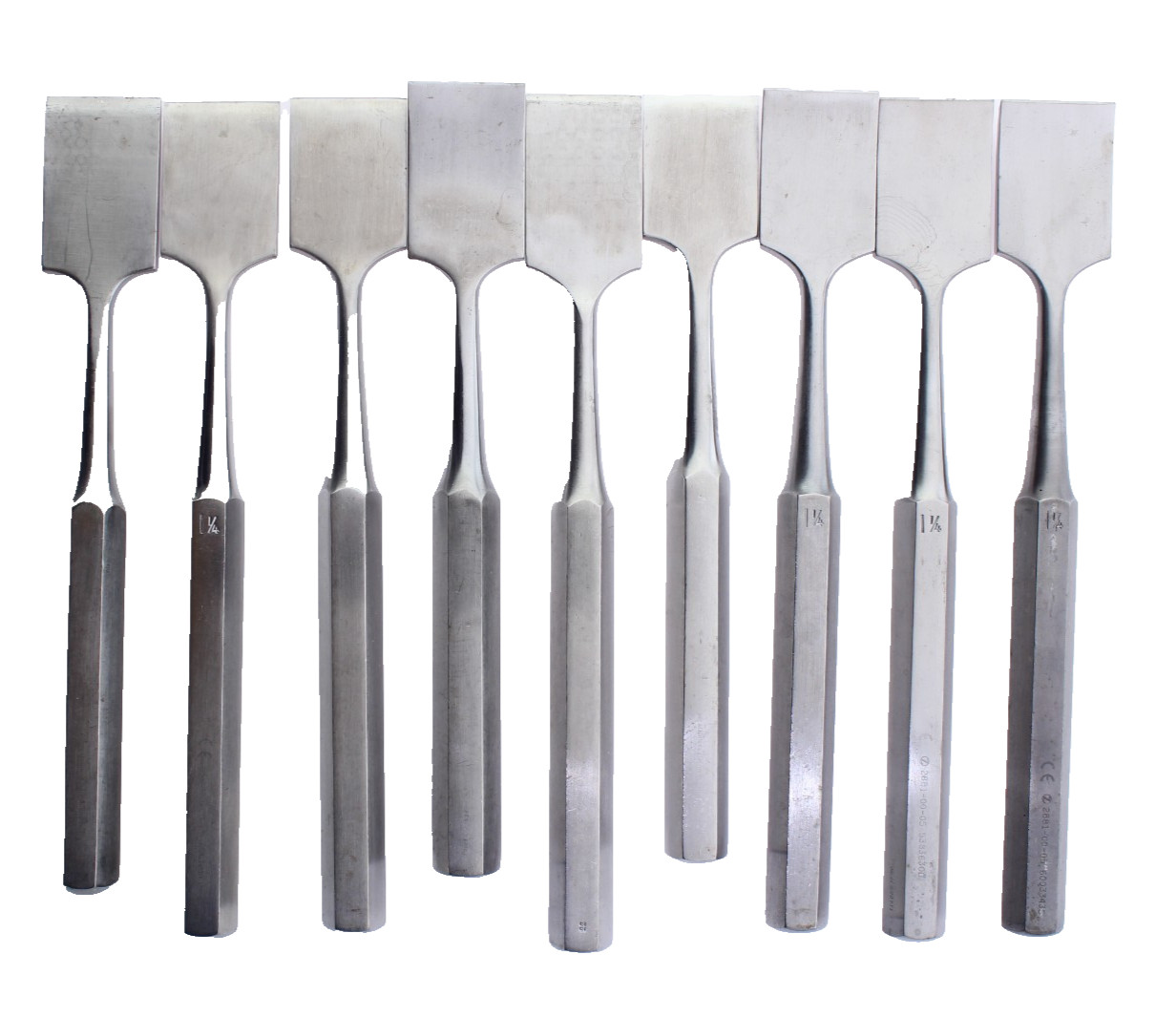 LOT of 9 / Surgical Orthopedic 1 1/4″ Chisels Osteotomes