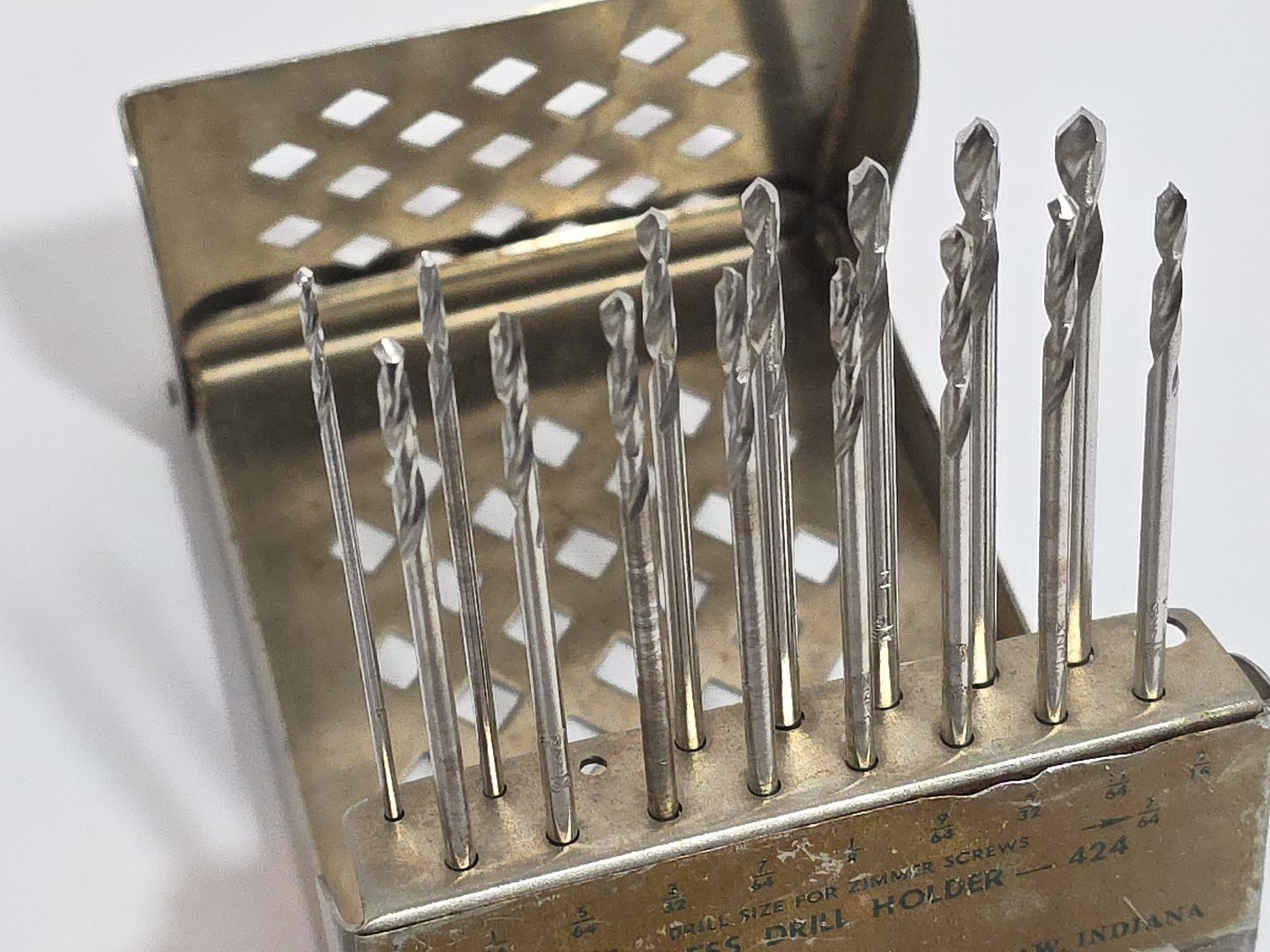 Zimmer 424 Drill Bit Case Holder with 15 Surgical Bits