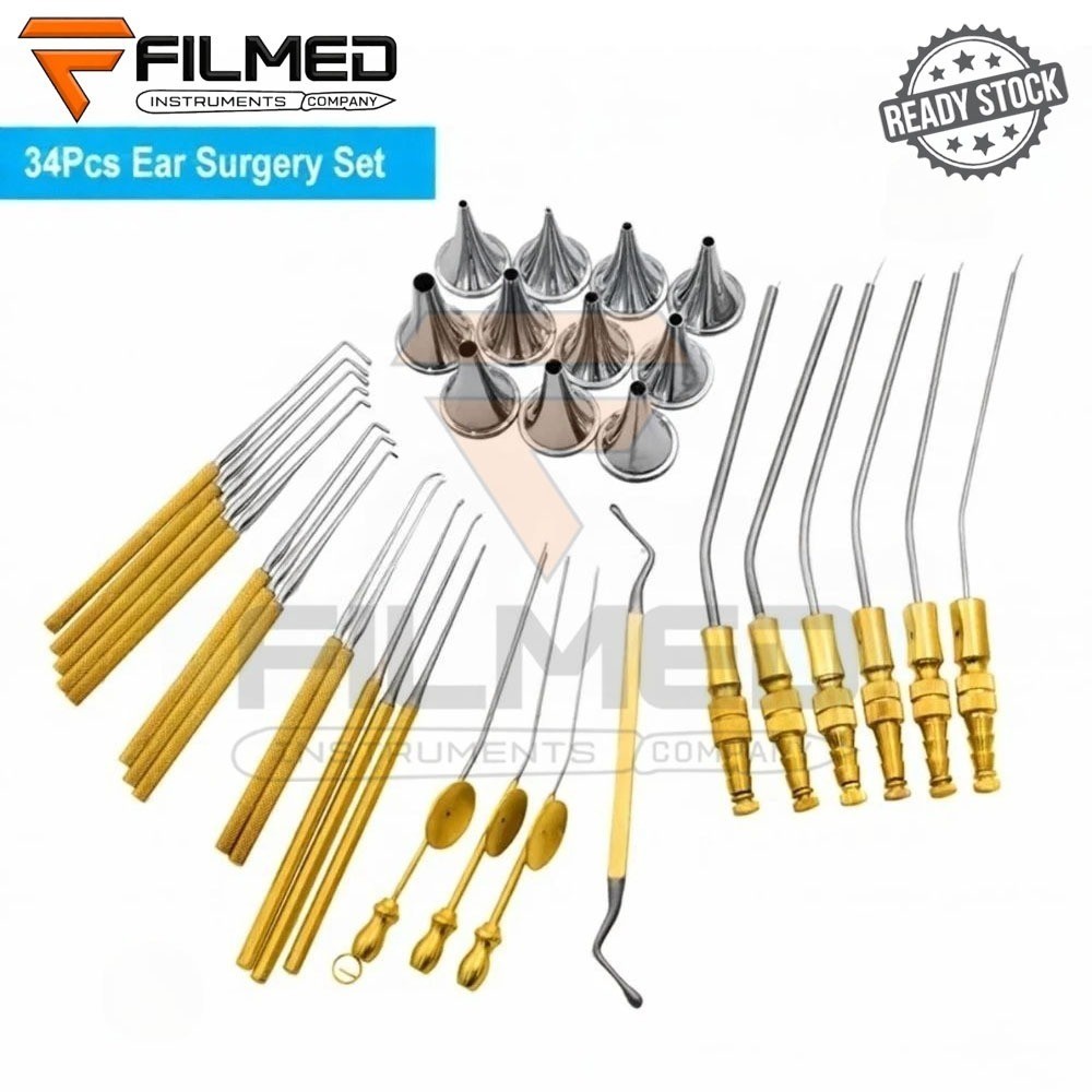 34-Piece Otology Surgical Instrument Set – ENT Ear Surgery Kit