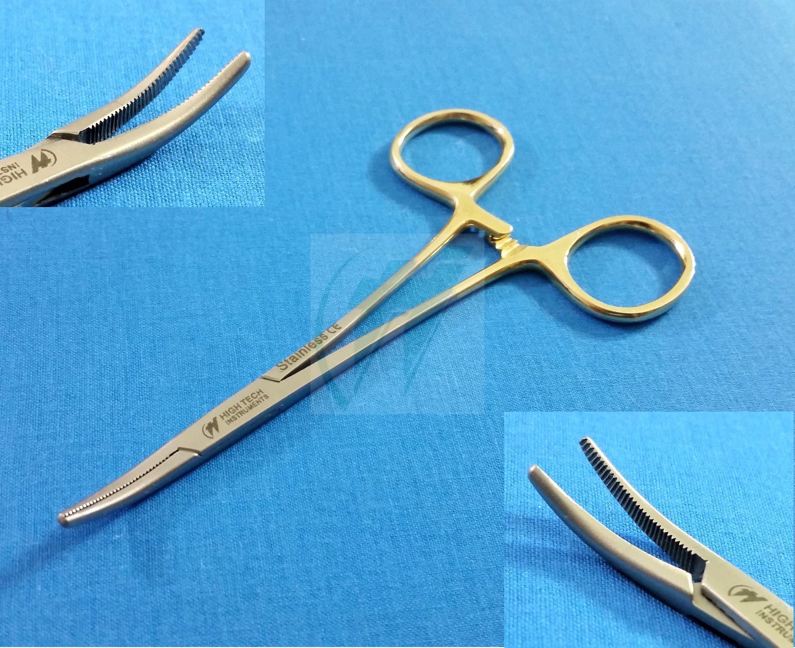 5 O.R GRADE MOSQUITO HEMOSTAT LOCKING SURGICAL FORCEP 5″ CURVED WITH GOLD HANDLE